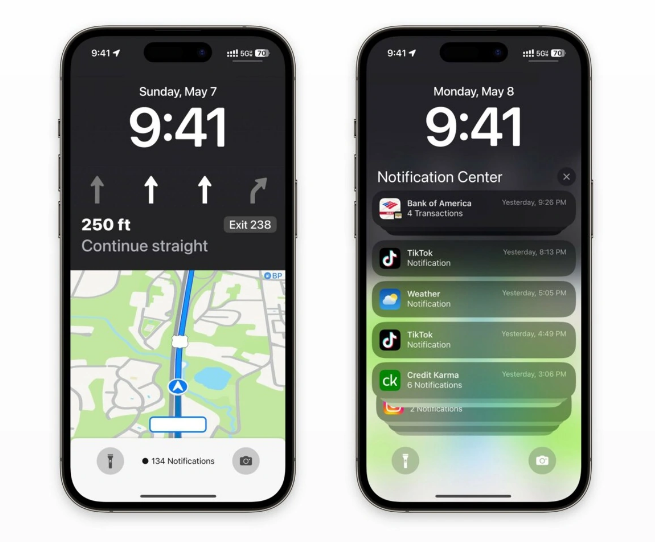 德阳苹果维修服务分享iOS17锁屏地图导航半屏显示长什么样 
